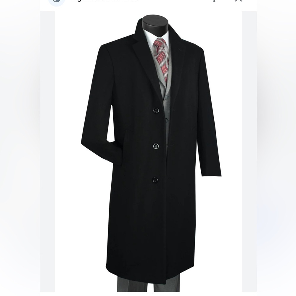 Andrew Fezza fusion Wool Cashmere blend Men's Black Overcoat Sz 40R Flaw